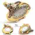 2025421 Miyota Co Japan Vintage Desk Quartz Clock Mermaid Lady Gold Tone Beautiful Rare