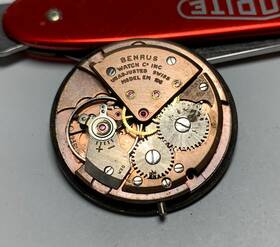 Emd-15 Benrus 1950s 21 Jewels Gents Eta 2391 Model Em 1d5 Movement Dial Hands- Ticks