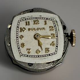 Bulova 8787885 Estate Fresh Vintage Cushion Watch With Gold Arabic Dial And Hands