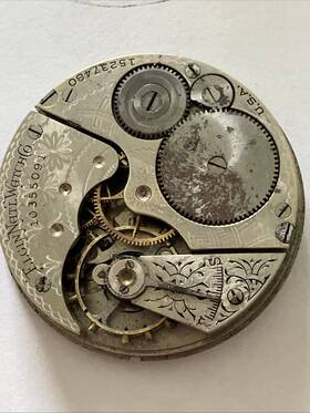 Elgin 152374480 1911 Grade 280 Mvt 16s 7j Good Balance Not Working Sold As Is Nr
