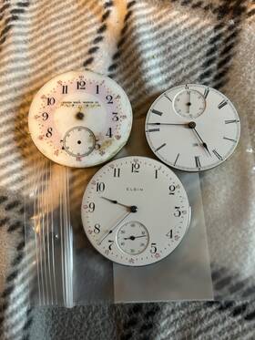 Elgin 1835039 Mechanical Pocket Watch Movements Lot Brass With Dials