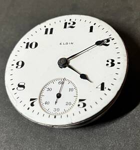 Elgin 19110348 Pocket Watch Movement Antique Vintage Usa Made 25284707 White Dial