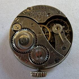 Elgin 26803981 Vintage Watch Movement W Dial Crown Winds/locks Parts Or Repair Usa