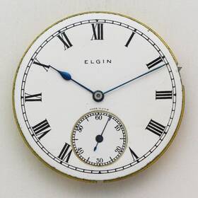 27927691 Elgin Grade 293 Model 7 16 Size Pocket Watch Movement And Enamel Dial Ca 1925