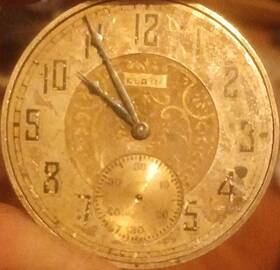 Elgin 28094994 Mechanical Pocket Watch Movement Gold Tone Dial Metal