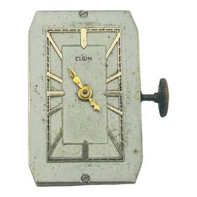 34821260 Elgin Usa 17j Model 485 Rectangular Watch Movement #34821260 Running