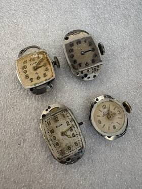 Elgin 38020955 Mechanical Manual Watch Movements Lot Metal 15 Jewels Usa Parts Repair