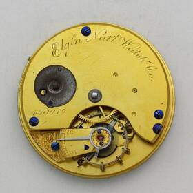 450045 Elgin Grade 53 Model 1 10 Size Pocket Watch Movement And Enamel Dial Ca. 1876