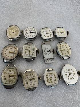 Elgin 71996 Mechanical Manual Watch Movements Lot With Dials Steel Parts