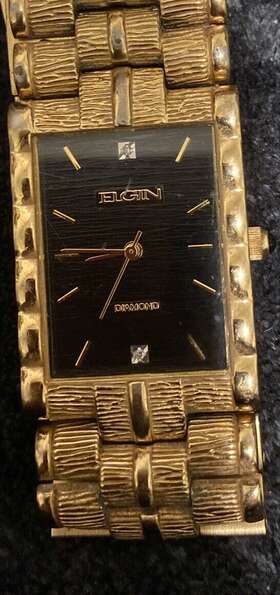 Fg007 Elgin Vintage Mens Diamond Wrist Watch 017 Pc21 Japan Movement Works