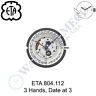 804.112 Eta Genuine Watch Movement Swiss Hands Date At
