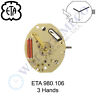 980.106 Eta Genuine Watch Movement Swiss Hands