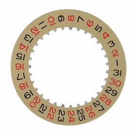 Ewatchparts Wbm50437 Date Disc Fits Rolex 3135-3155 Movement Champagne Yellow With Red/black Numbers