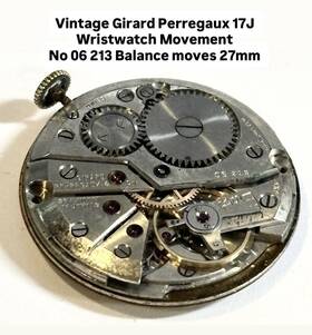 Girard-perregaux 06-213 Vintage Men S Wristwatch Movement 17j Balance Moves