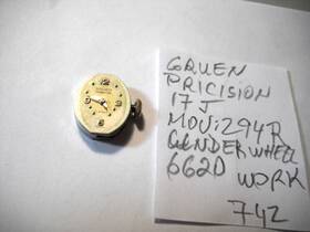 6620 Gruen 294r 742l Pricision 17 Jewels Movement Under The Balance Working