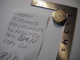 N225r Gruen 820l Pricision 17 Jewels Movement No Winder Sold For Parts