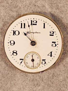 2jl7393 Hampden Antique Molly Stark Pocket Watch Movement 3/0s 7j For Parts/repair