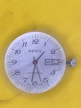 Impex 8596 Mechanical Manual Movement Metal Date Antimagnetic Es-55 Swiss