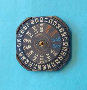 7n43c-2 Seiko Time Corp. Vx43c Co. Black Daydate 3 Movement. Set Runs Keeps 24 Hr