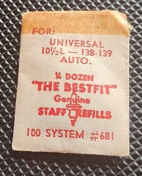 Universal Gen Ve 100/681 Geneve Balance Staff 138 139 138c 138ss Sw. Sec. Watch Part #681
