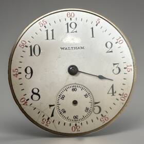 16865763 Waltham Pocket Watch Movement Dial Set Serial Antique Usa