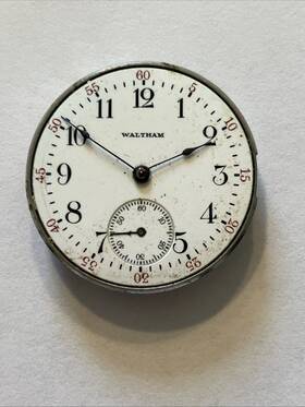Waltham 18437942 1912 Grade 365 Mvt. Model 1907 15j Not Working Sold As Is Nr