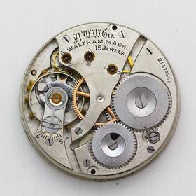 Waltham 21374967 Grade 620 Model 1908 16 Size Pocket Watch Movement And Enamel Dial Ca 1917