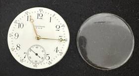 22685536 Waltham 15 Jeweles /waltham Pocket Watch Movement Mechanism/ Glass Dome / Working Order
