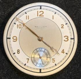 Waltham 29103116 Vintage Colonial 9 Jewel 12 Size Pocket Watch Movement For Parts