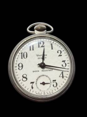 Westclox 90002 Vintage Scoty Pocket Watch Movement And Case For Parts/repair Usa