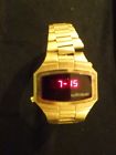 Wittnauer Vtg Mens Polara Red Led Digital Watch Gold Electroplate