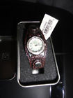 Zrwl41000a Relic Byfossil Silver Pearl Face Browntexture Leather Band Watch Tin