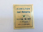 SA2 04 . Nos Hamilton 14/0, 17-19J, #5021 Mainspring, 4D X 11/100MM. Fixed Price $6.99.