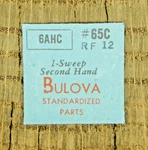 Genuine Bulova 6AHC RF12 Sweep Second Hand Watch Part 65C New Old Stock. Fixed Price $19.99.