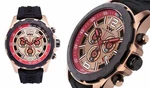 Weil & Harburg 14144 Mens Thronton Kodiac Red/gold Dial Black Silicone Watch. Fixed Price $170.95.