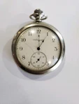 Late 1800S Elgin Silver-tone Pocket Watch. Hairline Crack Porcelain. Fixed Price $105.00.