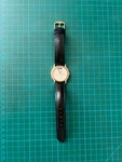 Vintage Seiko 7F39-6029 Moonphase Quartz Watch Gold Tone W/ Box & Hirsch Strap. Fixed Price $349.99.