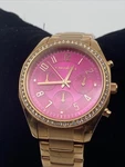 Caravelle New York Lady Pink Dial Crystal Accent Rose Steel Watch 44L166 Bat. Fixed Price $29.99.