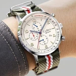 Cadisen Chronograph Men's Quartz Watch Miyota 0S10 Mirror 5ATM Canvas Strap. Fixed Price $99.99.