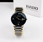 Rado Jubile Swiss Made Black & Gold Luxury Ceramic Quartz Men's Watch. Fixed Price $199.00.