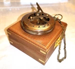 Sun Dial Pocket Watch Brass Compass Chain Antique Gold Lustre Wooden Box Uk. Fixed Price $107.43.