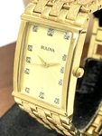 Bulova Men's Watch 97F52 Quartz Diamond Dial Gold Tone Stainless Steel Wide Band. Fixed Price $269.99.