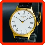 Vintage Longines 4427.1 L.847.4 33MM Gold Round White Dial Manual Wind Men Watch. Fixed Price $220.00.