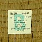 Genuine Bulova 11AERC Dap 25 Trit Set Of Hands Watch Part 63-64 New Old Stock. Fixed Price $19.99.