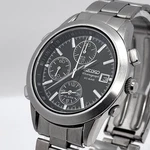 Seiko 7T32 7H60 Quartz Chronograph Wristwatch Black Dial Stainless Metal Band. Fixed Price $215.54.