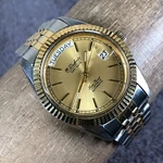 Lucien Piccard Dufonte Men Full Day Date Fluted President Automatic Watch 7 1/2". Fixed Price $179.96.