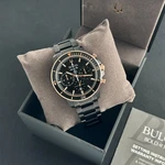 Bulova Marine Star 98B302 Men Black Dial Six-hand Chronograph Quartz Watch 45MM. Fixed Price $224.42.