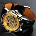 Luxury Men's Skeleton Leather Steampunk Mechanical Wrist Watch Gold. Fixed Price $23.99.