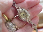Art Deco Platinum Diamond Watch Pery Wind Up 6.5". Fixed Price $1995.00.