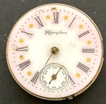 Antique 1909 Hampden Molly Stark Pocket Watch Movement Fancy Dial Ticks 3/0S 7J. Fixed Price $39.95.